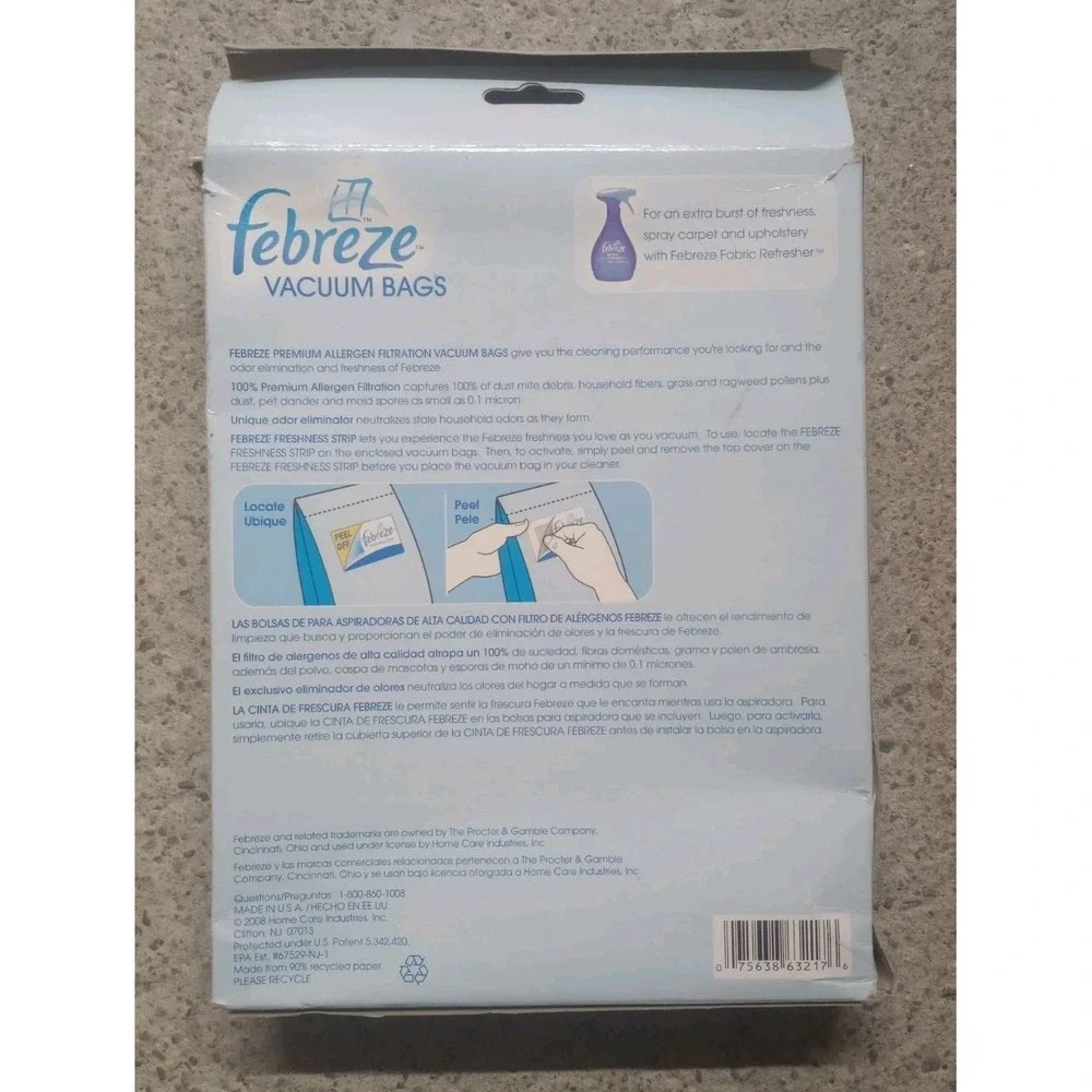 Febreze Premium Allergen Filtration Vacuum Bags HOOVER A 3-Pack Upright Vacuum